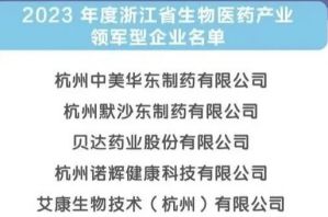 康恩贝获评省生物医药产业领军型企业